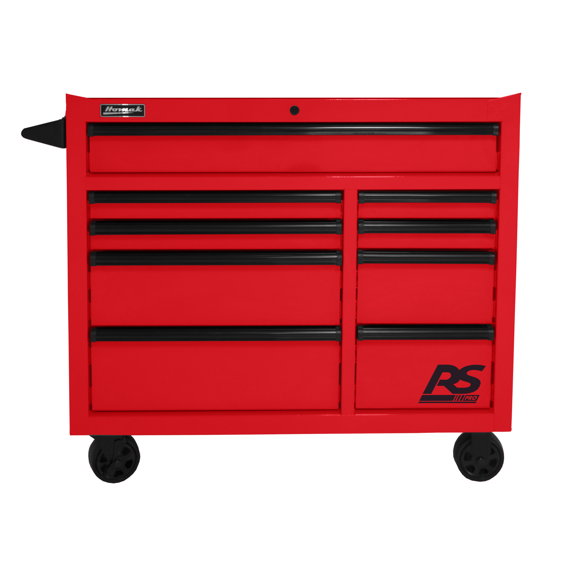 Homak RS Pro, 41in. RS PRO 9 DWR ROLLING CABINET-RED, Width 39 in, Height 41 in, Color Red, Model# RD04004193